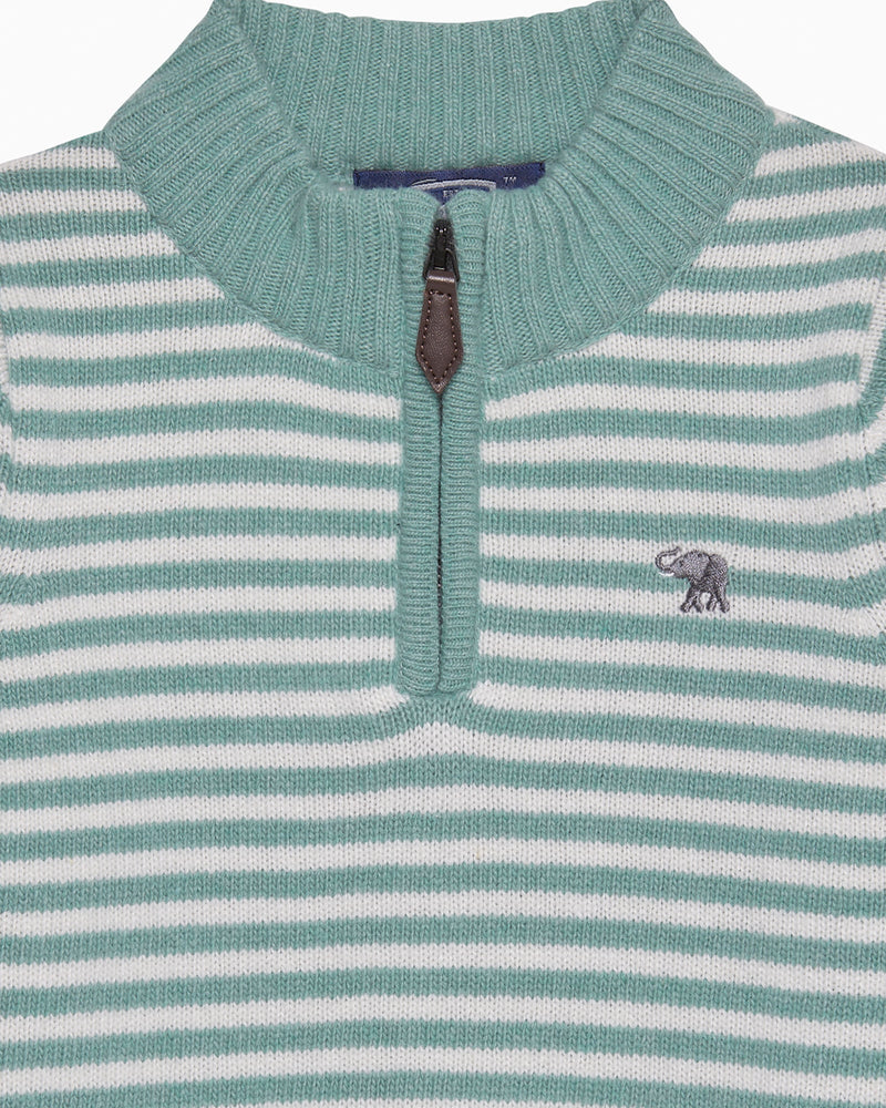 Chelsea Clothing Company Jumper Calum Half-Zip Jumper in Sage Stripe