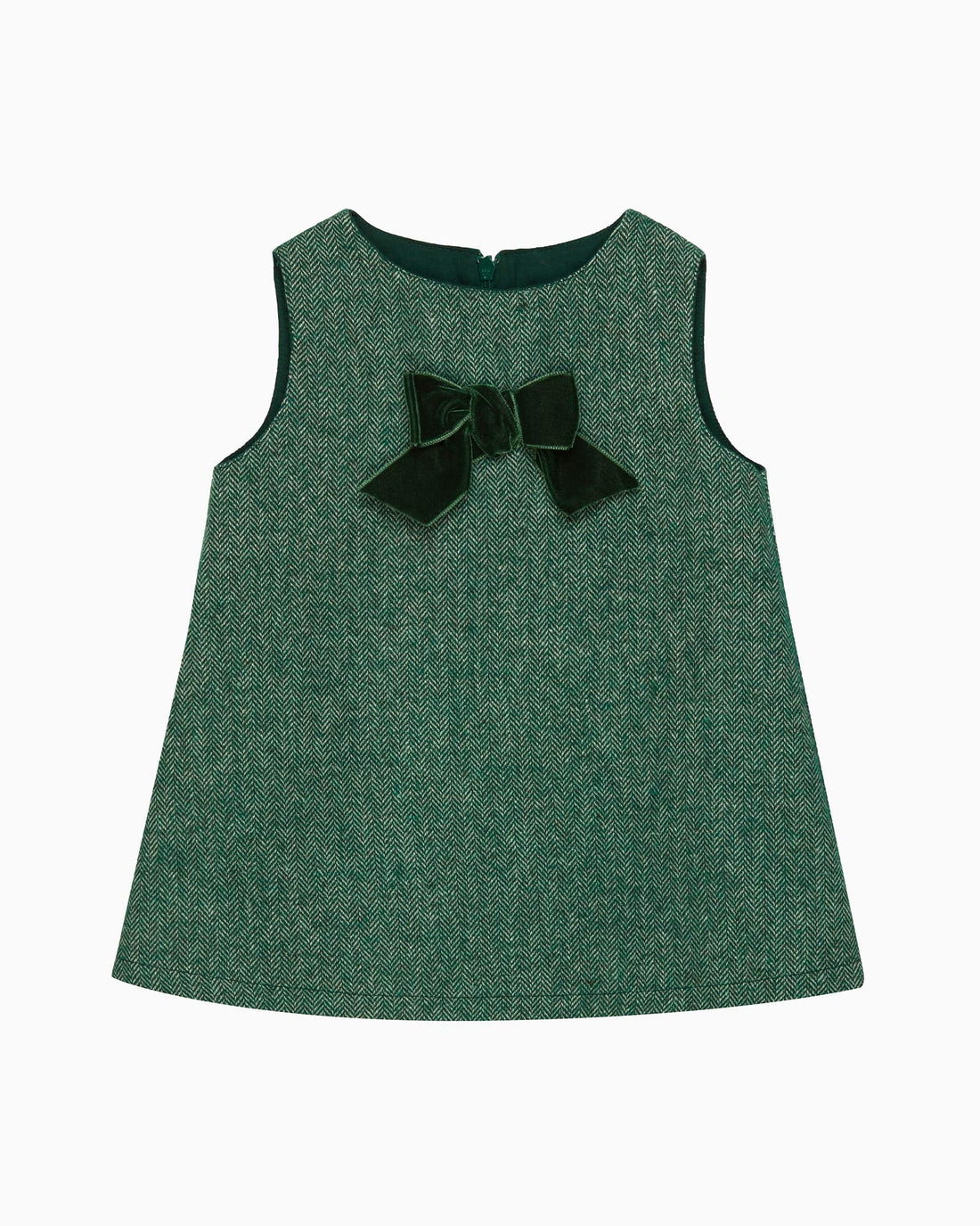 Confiture Dress Baby Georgina Bow Dress in Green Herringbone