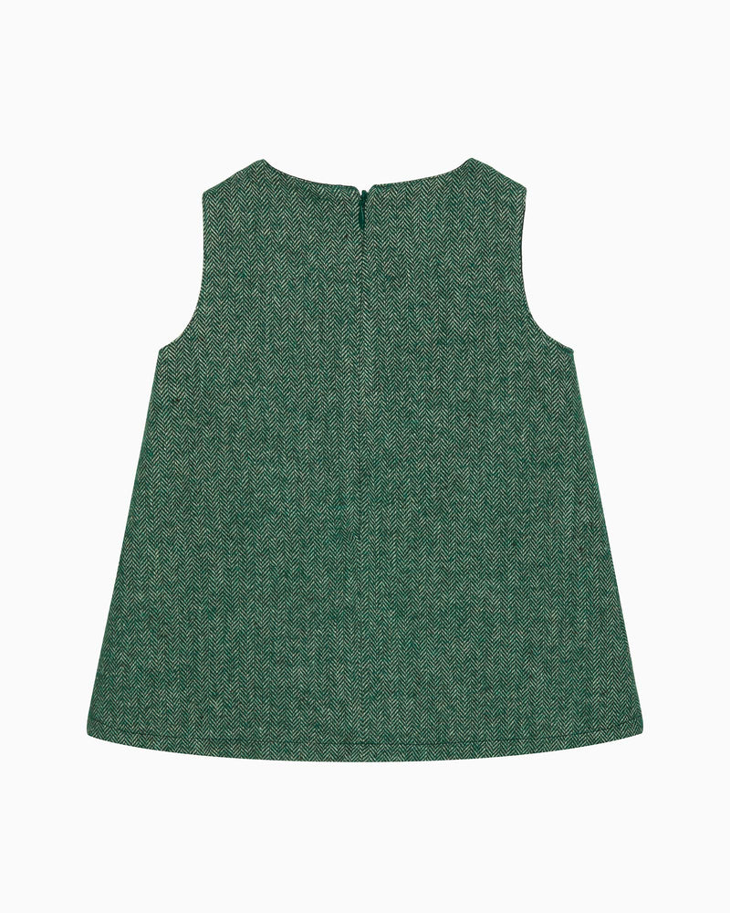 Confiture Dress Baby Georgina Bow Dress in Green Herringbone