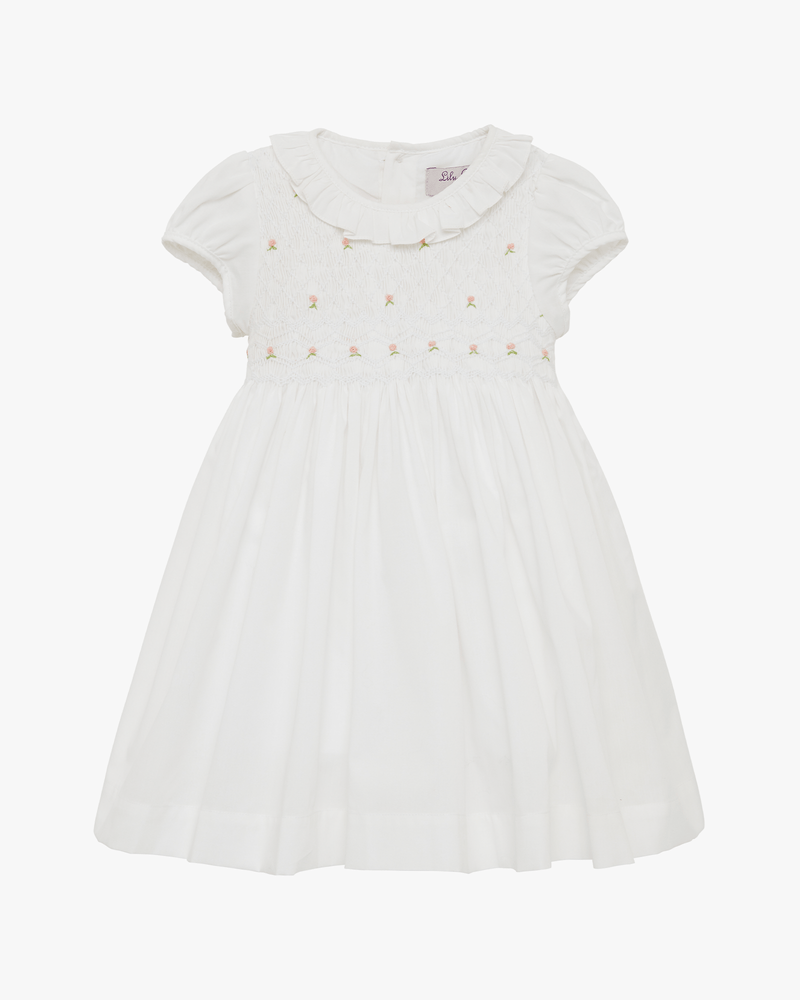 Lily Rose Dress Baby Willow Rose Hand Smocked Dress in White
