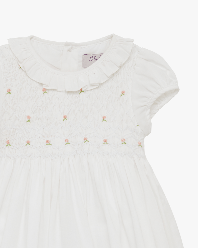 Lily Rose Dress Baby Willow Rose Hand Smocked Dress in White