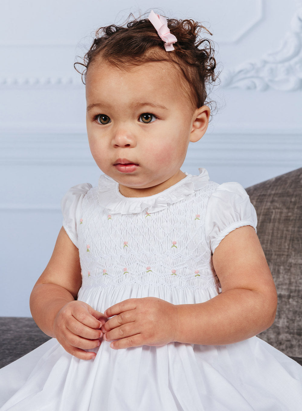 Lily Rose Dress Baby Willow Rose Hand Smocked Dress in White