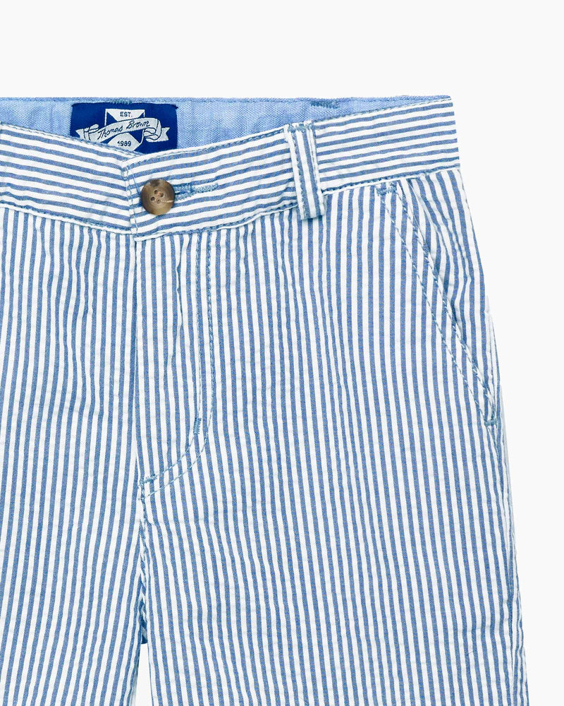 Thomas Brown Shorts Charlie Chino Shorts in Blue Stripe