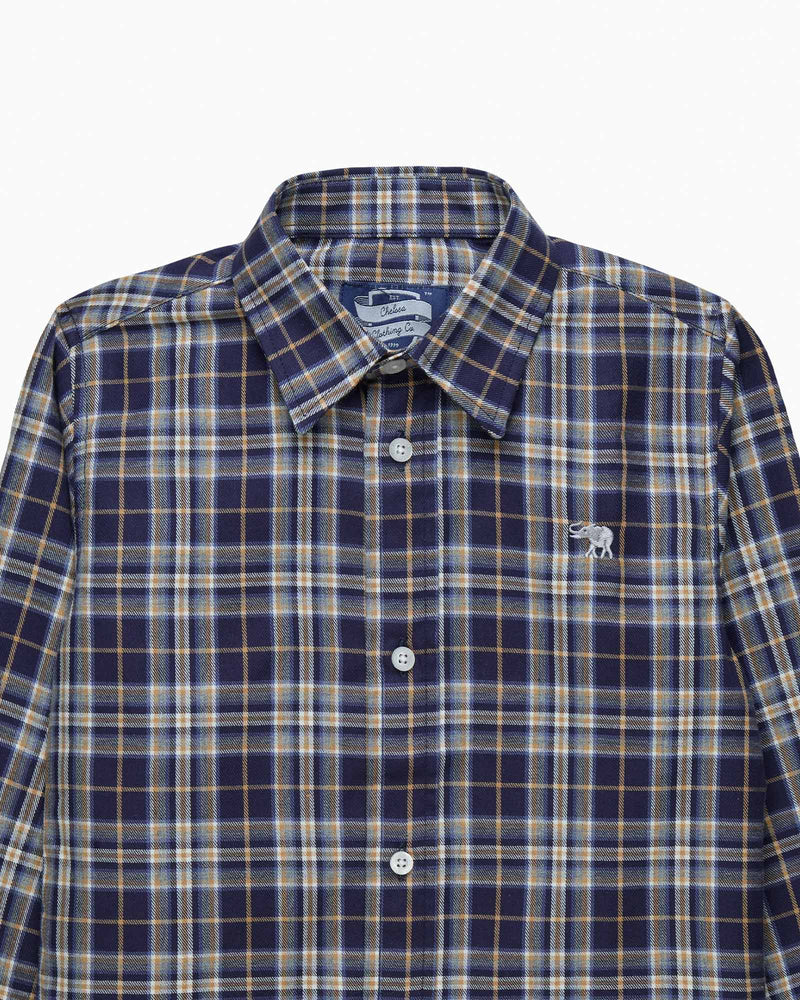 Chelsea Clothing Company Shirt Oliver Shirt in Navy/ Camel Check