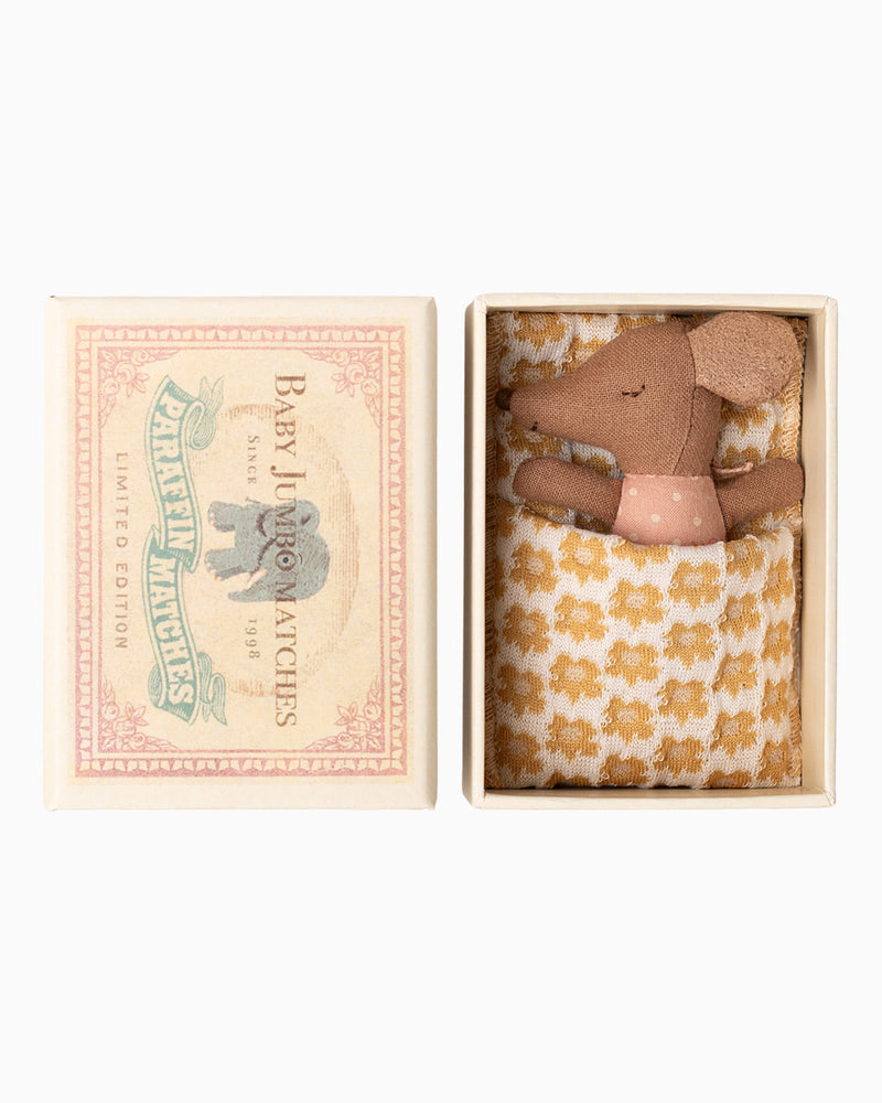Maileg Toy Maileg Sleepy Baby Mouse Matchbox: Rose