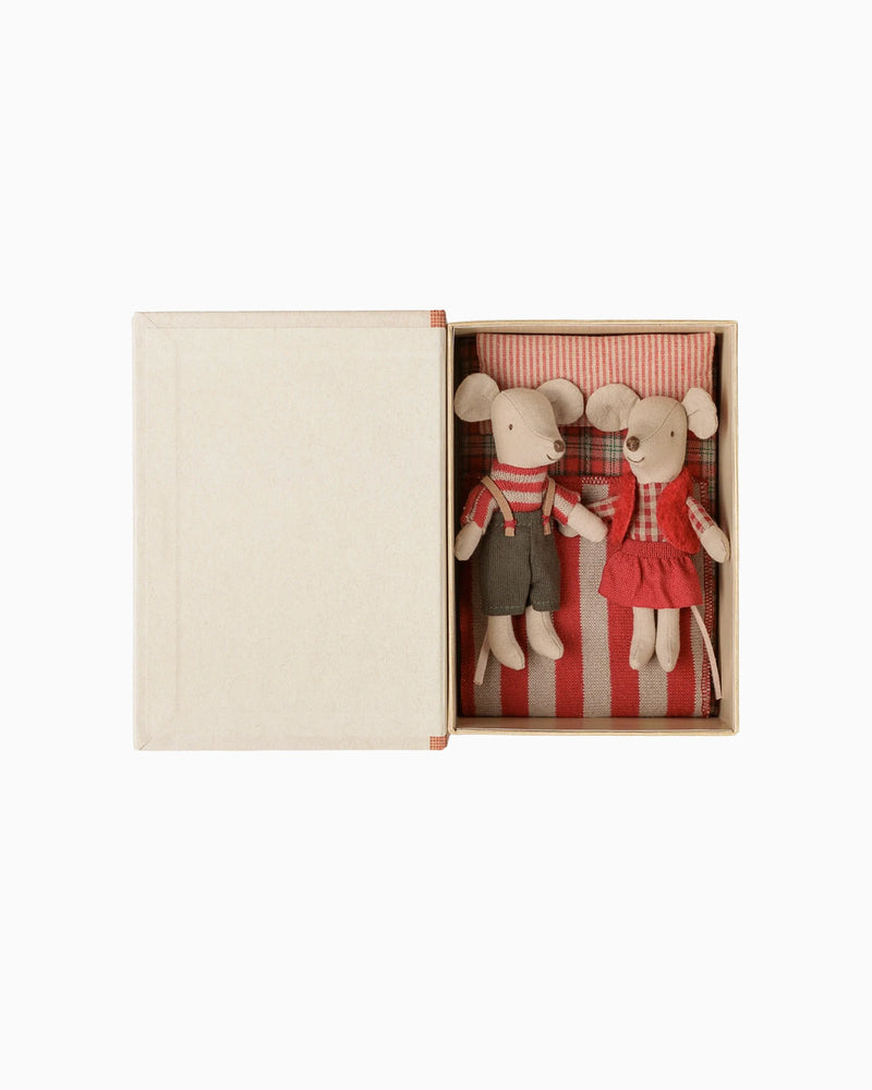 Maileg Soft Toys Maileg Chrsitmas Twin Mice, Little Sister and Brother in Book