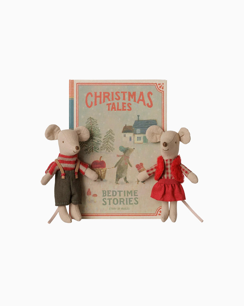Maileg Soft Toys Maileg Chrsitmas Twin Mice, Little Sister and Brother in Book