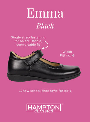 Hampton Classics School Shoes Hampton Classics Emma Wide Fit School Shoes in Black - Trotters Childrenswear