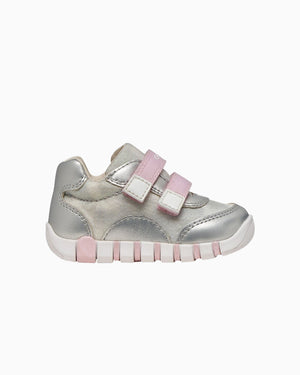 Geox Iupidoo Baby Girl Trainers in Silver/Pink