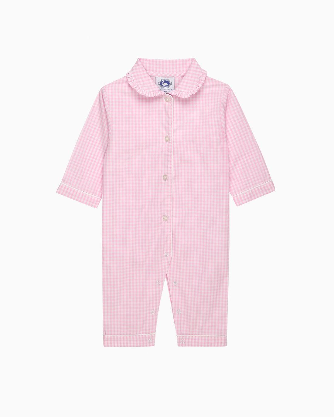 Original Pyjama Company All-in-One Gingham Frill Collar All-In-One