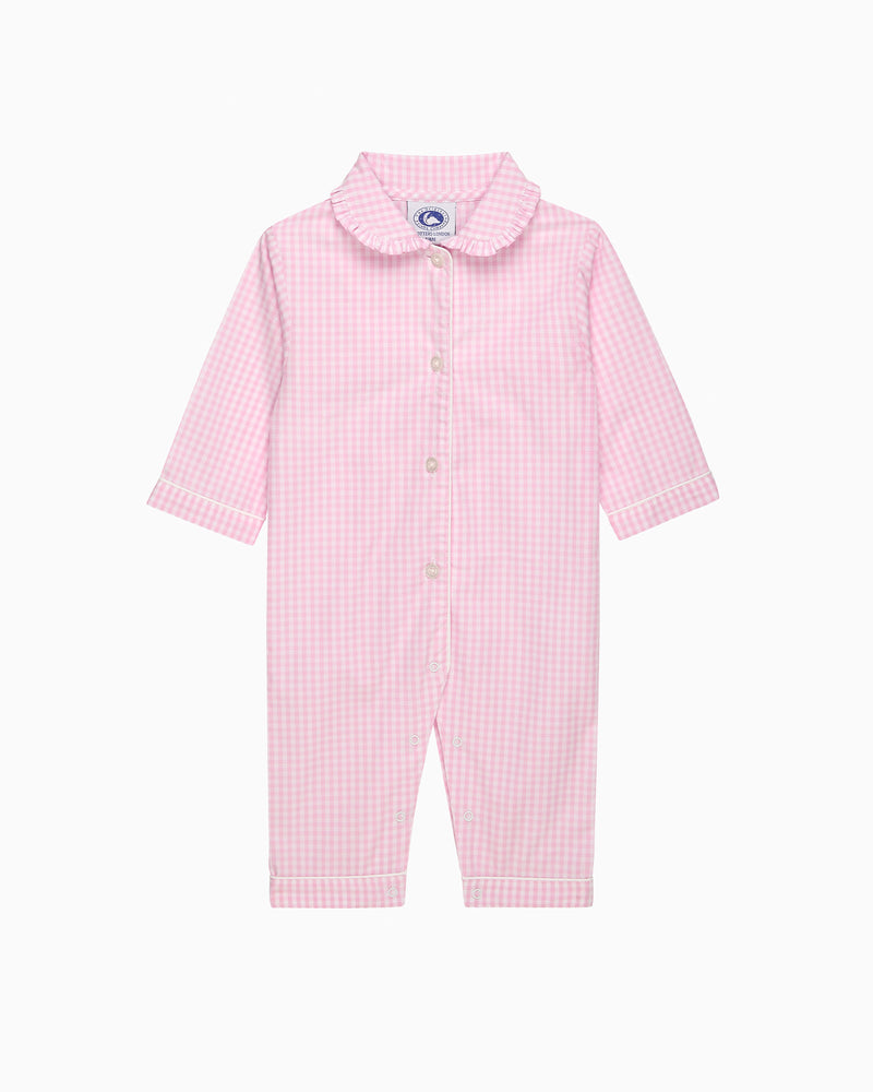 Original Pyjama Company All-in-One Gingham Frill Collar All-In-One