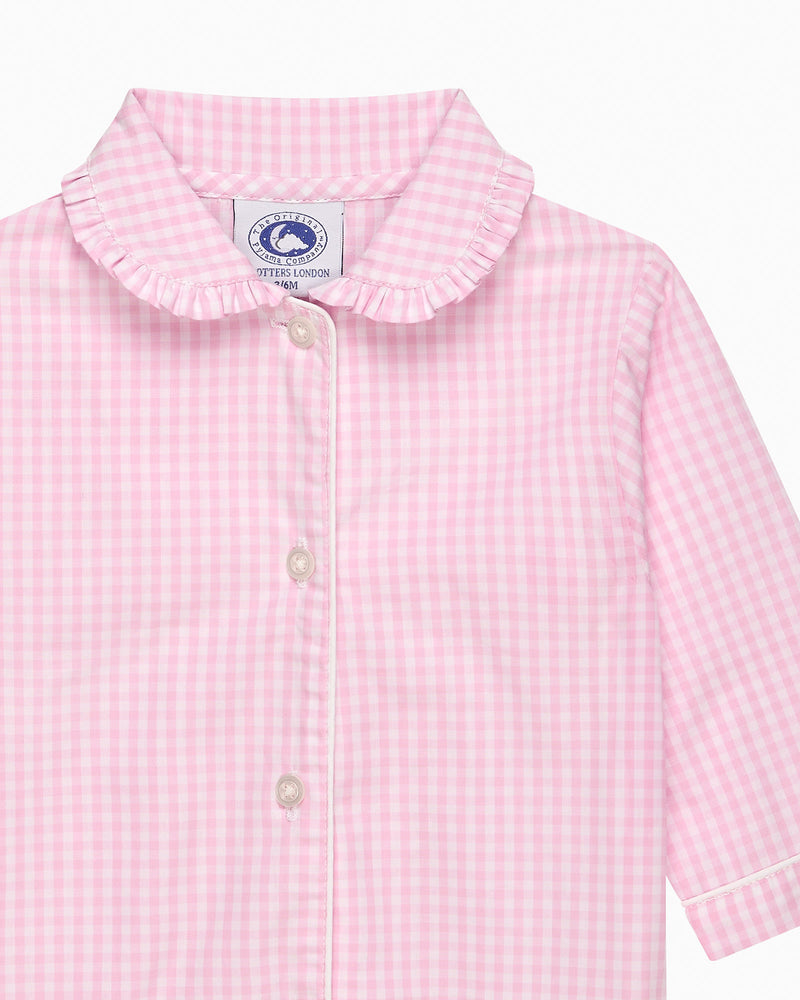Original Pyjama Company All-in-One Gingham Frill Collar All-In-One