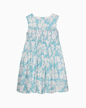 Confiture Dress Molly Smocked Pinafore Dress in Teal Floral