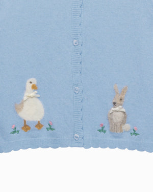 Confiture Cardigan Duck and Bunny Cardigan in Cornflower