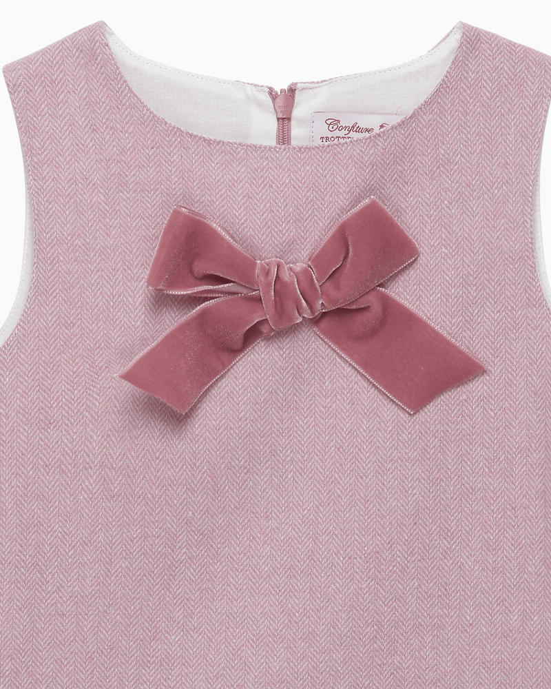 Confiture Dress Georgina Bow Dress in Pink Herringbone