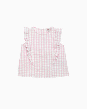 Confiture Top Ruffle Top in Pink Gingham