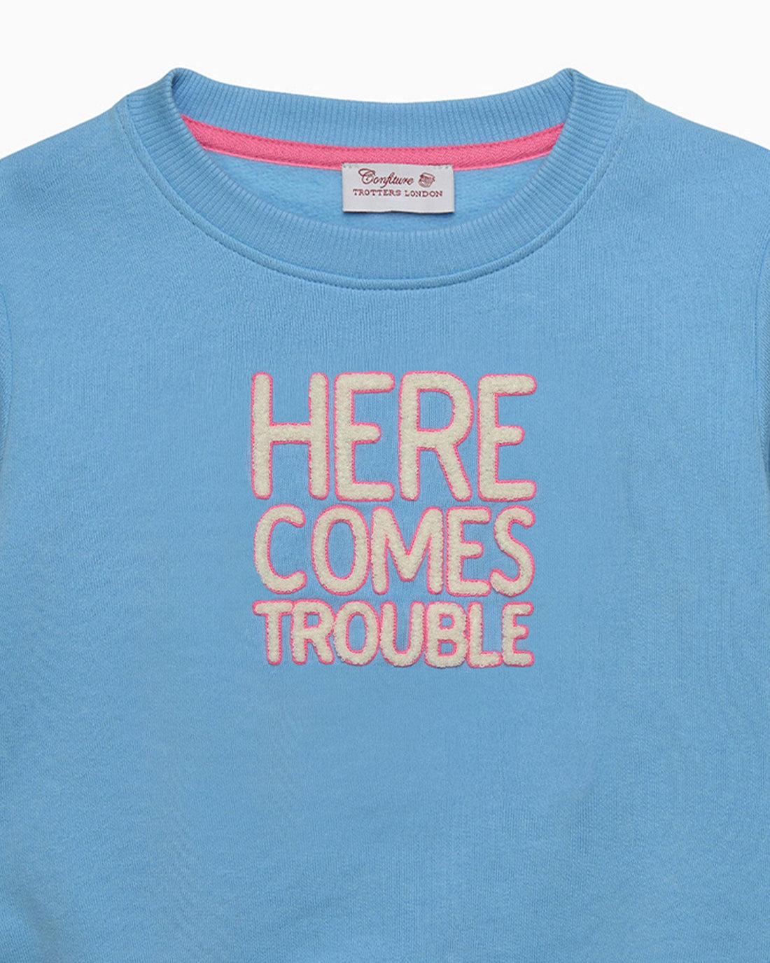 Confiture Sweatshirt Women's Here Comes Trouble Sweatshirt in Blue/Pink