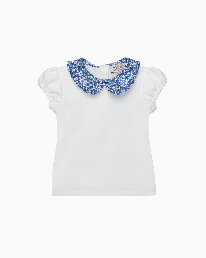 Lily Rose Top Pie Crust Jersey Top in Blue Mitsi Valeria
