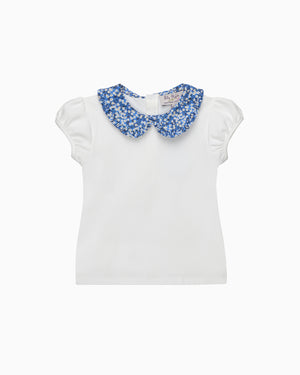 Lily Rose Top Pie Crust Jersey Top in Blue Mitsi Valeria