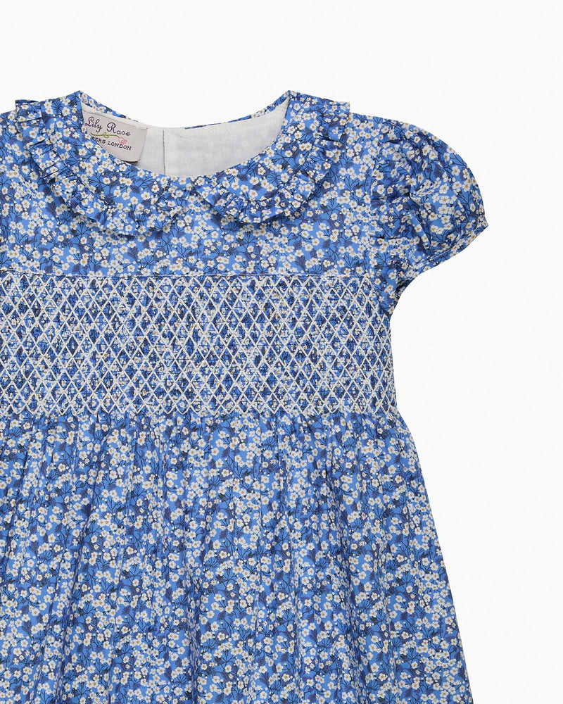 Lily Rose Dress Smocked Dress in Blue Mitsi Valeria