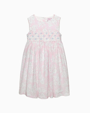 Confiture Dress Molly Smocked Pinafore in Pale Pink Floral