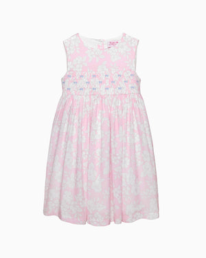 Confiture Dress Molly Smocked Pinafore Dress in Pale Pink Floral