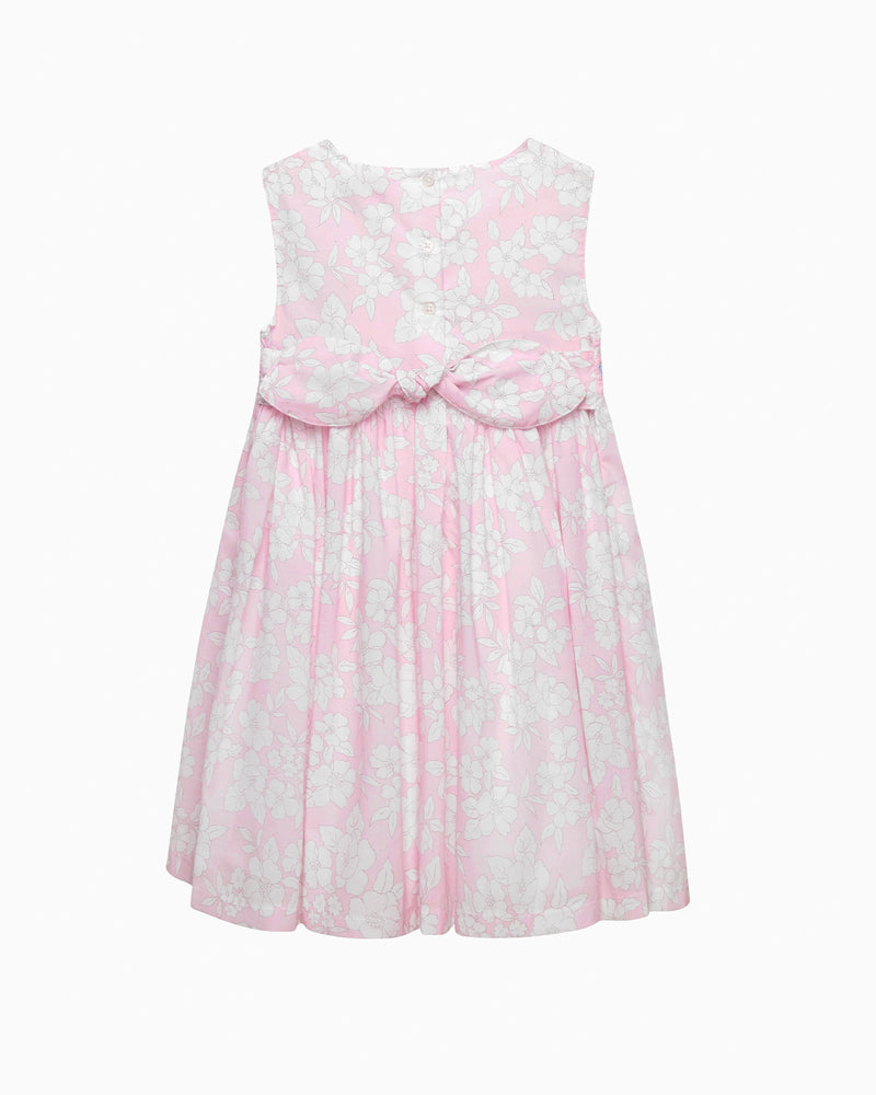 Confiture Dress Molly Smocked Pinafore Dress in Pale Pink Floral