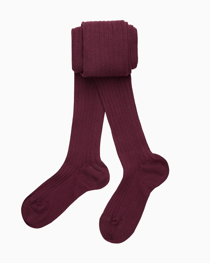 Chelsea Clothing Company Tights Ribbed Tights in Aubergine