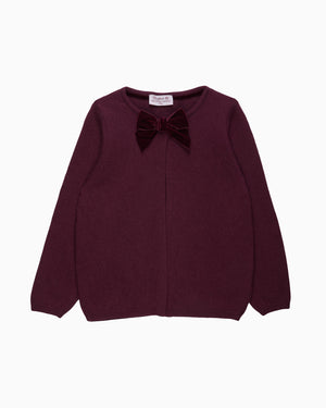 Confiture Cardigan Velvet Big Bow Cardigan in Claret