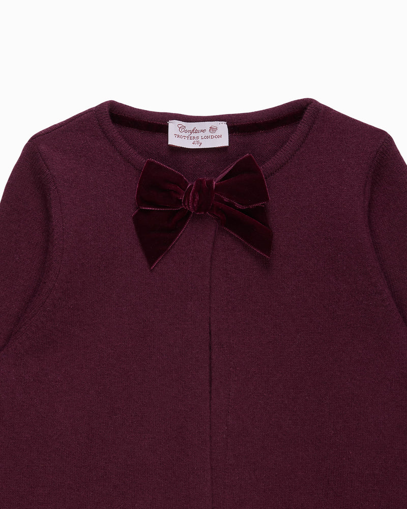 Confiture Cardigan Velvet Big Bow Cardigan in Claret