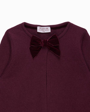 Confiture Cardigan Velvet Big Bow Cardigan in Claret