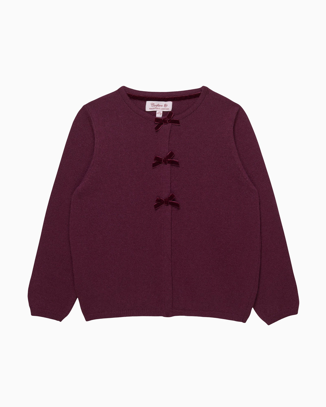 Confiture Cardigan Velvet Bow Cardigan in Claret