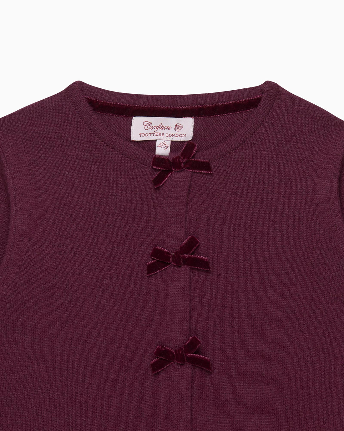 Confiture Cardigan Velvet Bow Cardigan in Claret