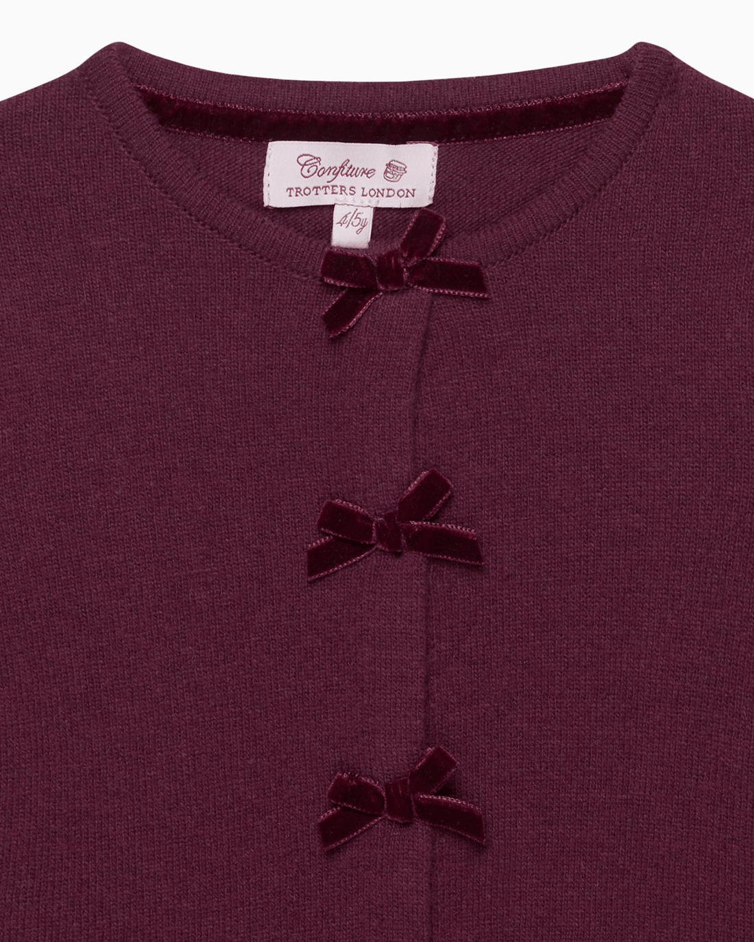 Confiture Cardigan Velvet Bow Cardigan in Claret