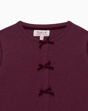Confiture Cardigan Velvet Bow Cardigan in Claret