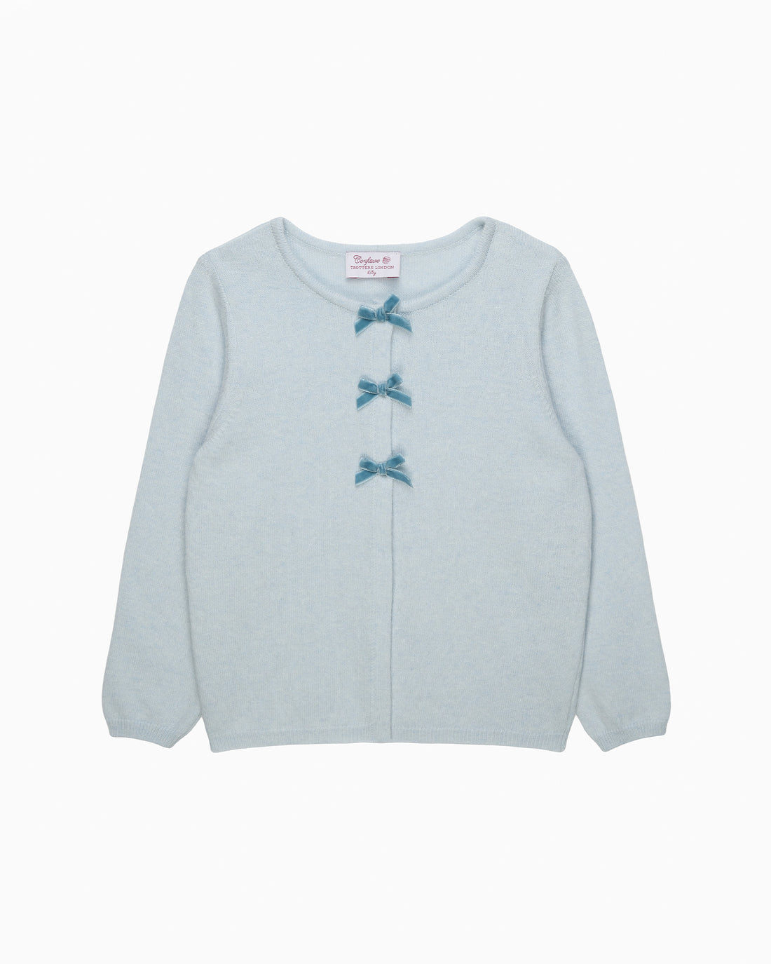 Confiture Cardigan Velvet Bow Cardigan in Pale Blue
