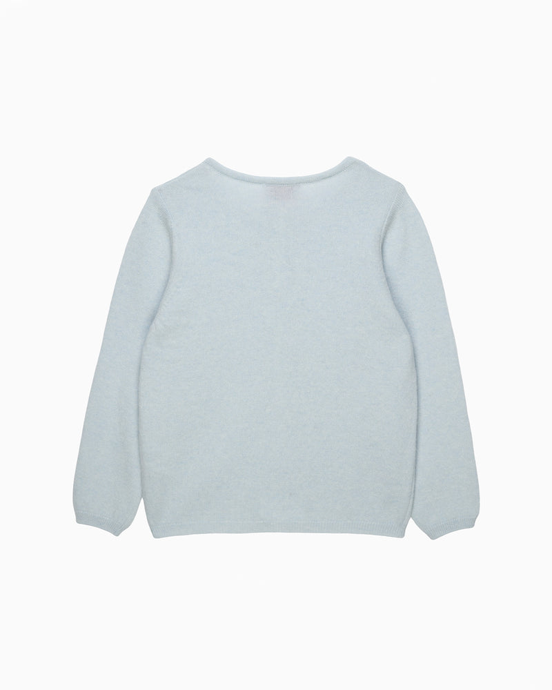 Confiture Cardigan Velvet Bow Cardigan in Pale Blue