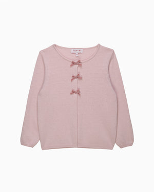 Confiture Cardigan Velvet Bow Cardigan in Pink