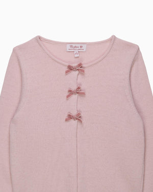 Confiture Cardigan Velvet Bow Cardigan in Pink