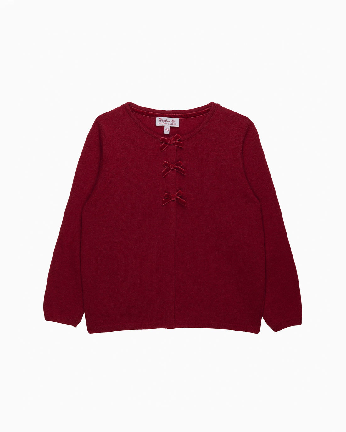 Confiture Cardigan Velvet Bow Cardigan in Red