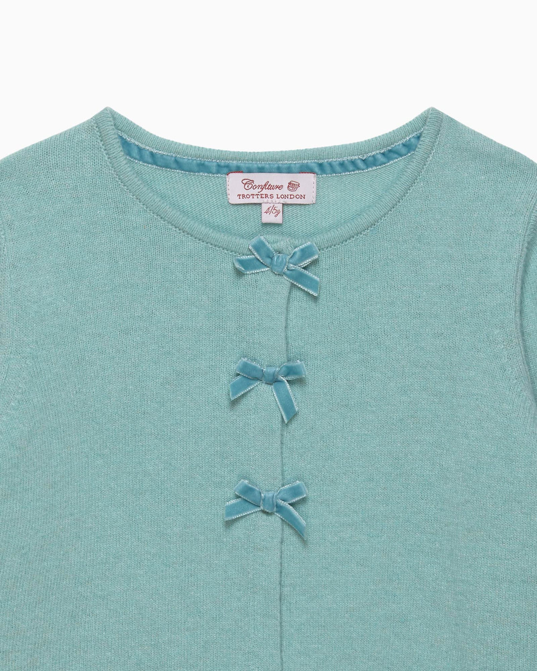 Confiture Cardigan Velvet Bow Cardigan in Sea Green