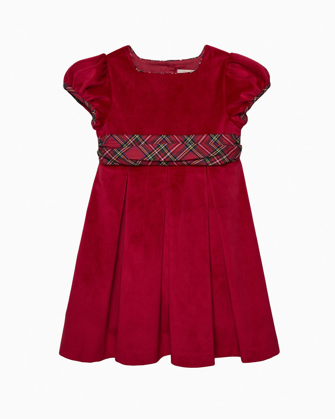 Lily Rose Gold Dress Velvet Party Dress in Red Tartan