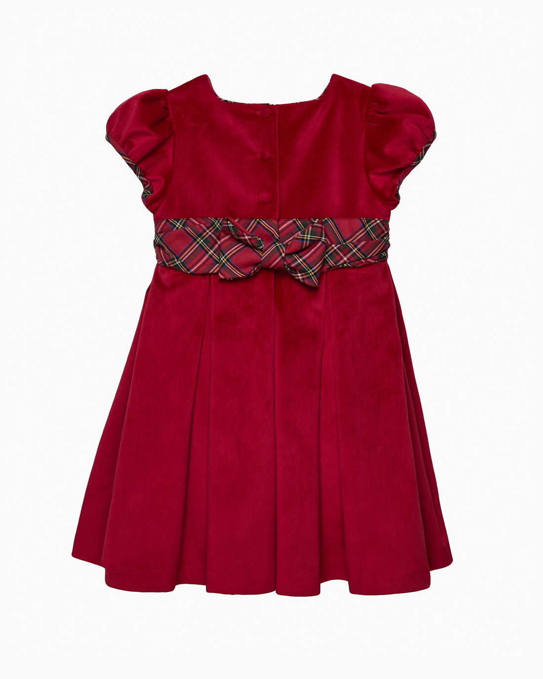 Lily Rose Gold Dress Velvet Party Dress in Red Tartan