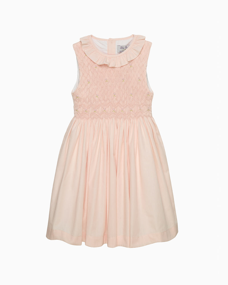 Lily Rose Dress Sleeveless Willow Hand Smocked Dress in Peach
