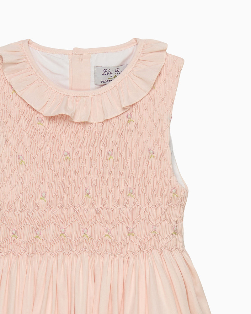 Lily Rose Dress Sleeveless Willow Hand Smocked Dress in Peach