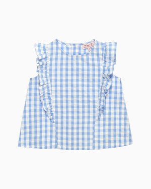 Confiture Top Ruffle Top in Blue Gingham