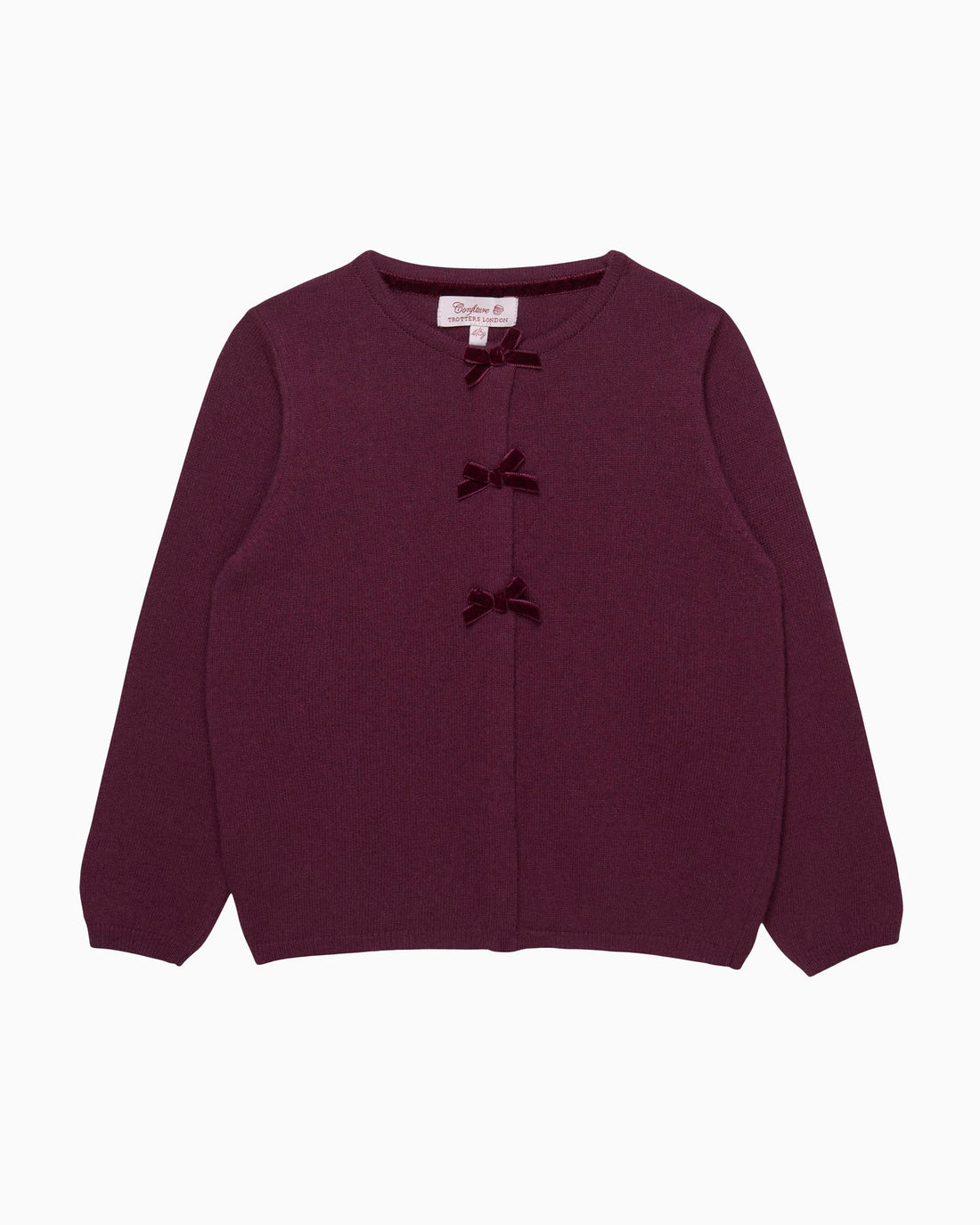 Confiture Cardigan Velvet Bow Cardigan in Claret