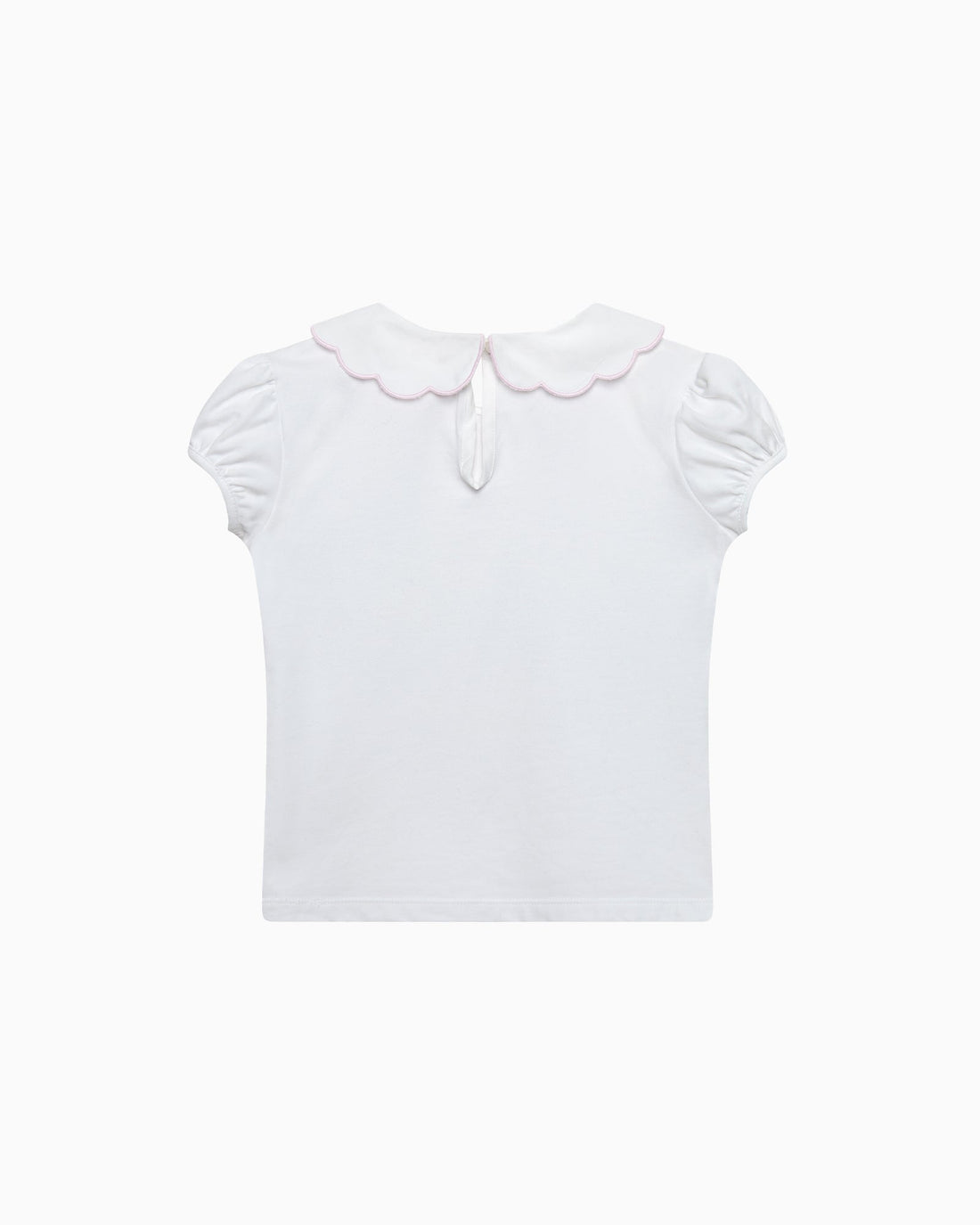 Confiture Top Ava Embroidered Petal Jersey Top in White/Pink