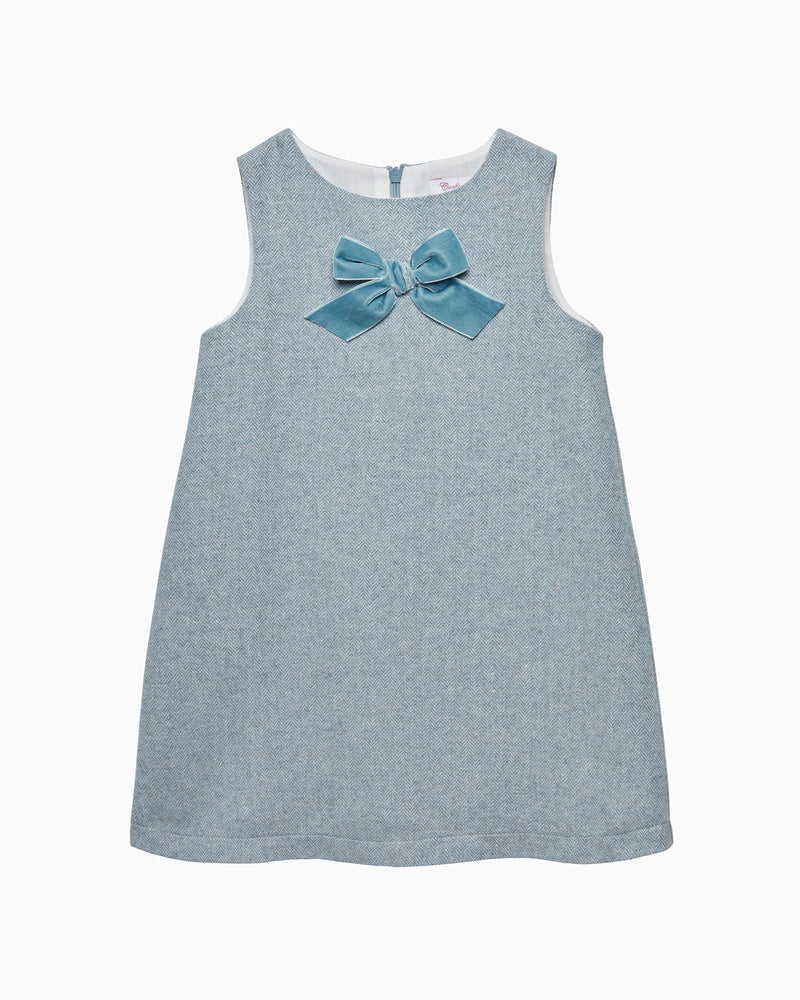 Confiture Dress Georgina Bow Dress in Blue Herringbone