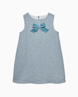 Confiture Dress Georgina Bow Dress in Blue Herringbone